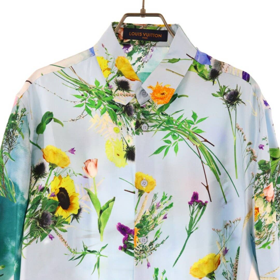 LOUIS VUITTON SS20 Virgil Abloh Silk Flower Patchwork Shirt