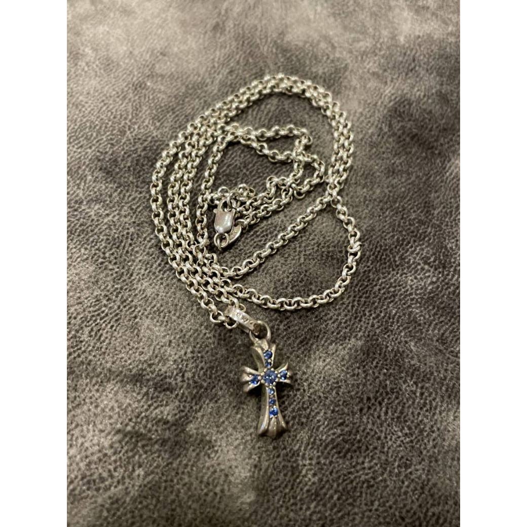 Chrome Hearts Baby Fat Cross (Custom sapphire pave)