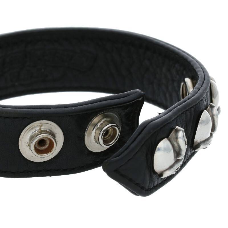 Chrome Hearts Heart 3 Button Snap Leather Bracelet