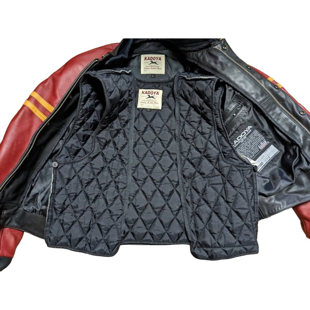 KADOYA BLACK HORSE RACING cowhide leather padded riders jacket