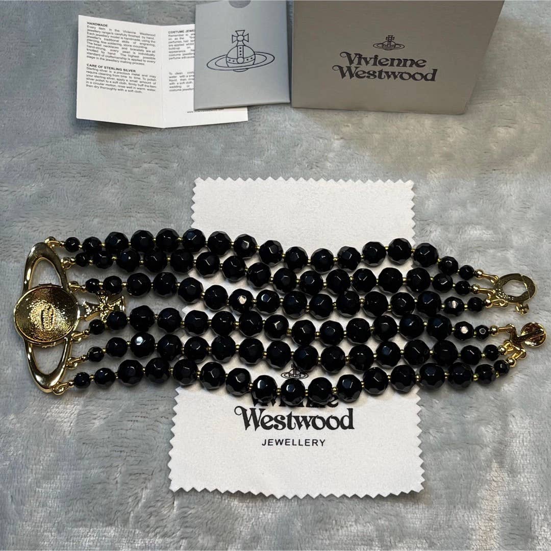 Vivienne Westwood Triple Layered Pearl Choker Necklace Black