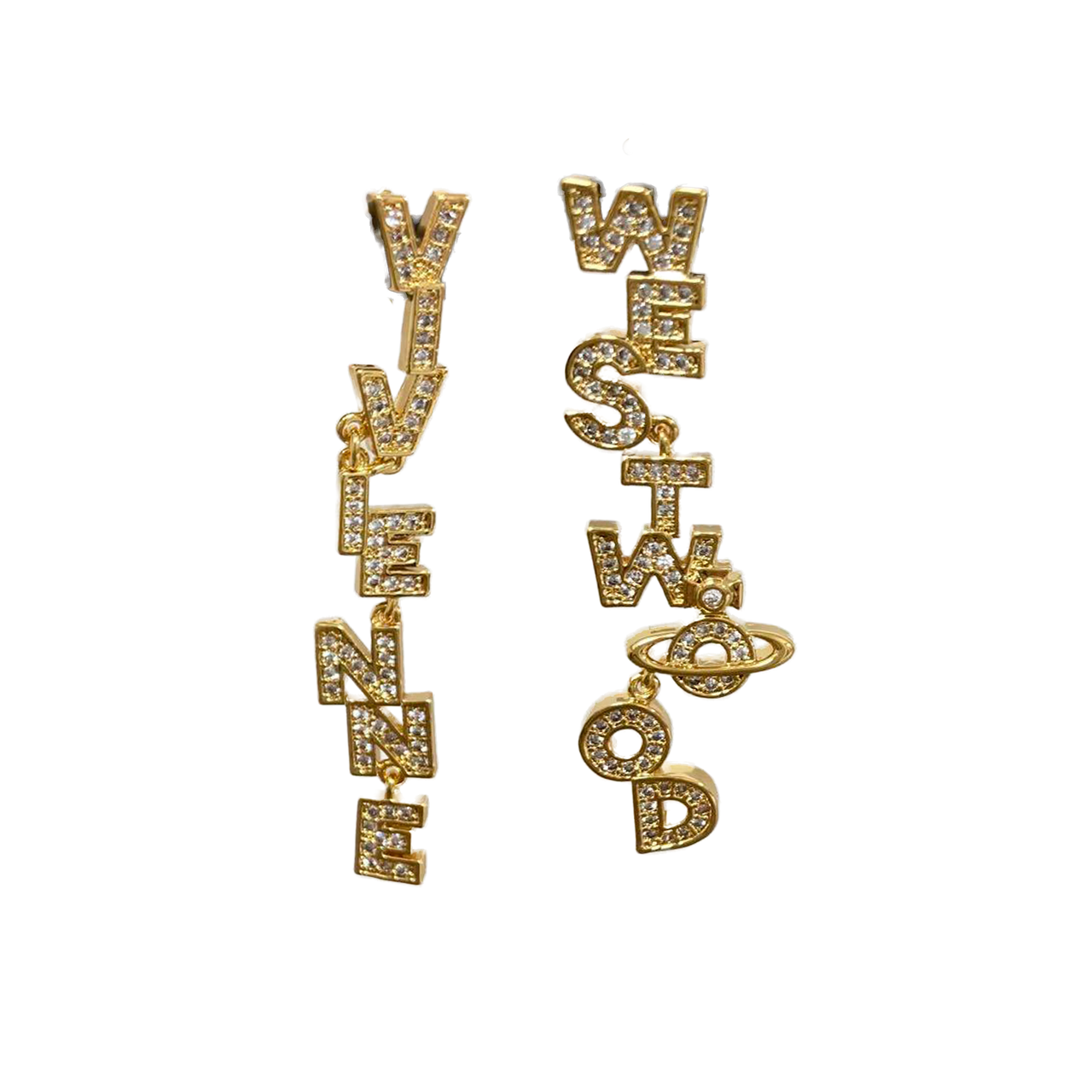 Vivienne Westwood Drop Embellished Spellout Soho Drop Earrings