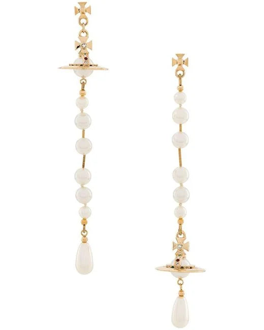 Vivienne Westwood SS25 Lynette Broken Pearl Orb Drop Earrings